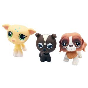 Littlest Pet Shop & Mannix Figures 228 875 Greyhound Bulldog Spaniel Collectible